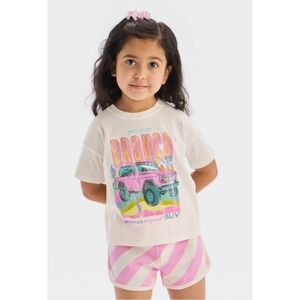 NWT Ford Bronco Pink Retro Graphic Tee & Stripe Shorts Set Size 3T